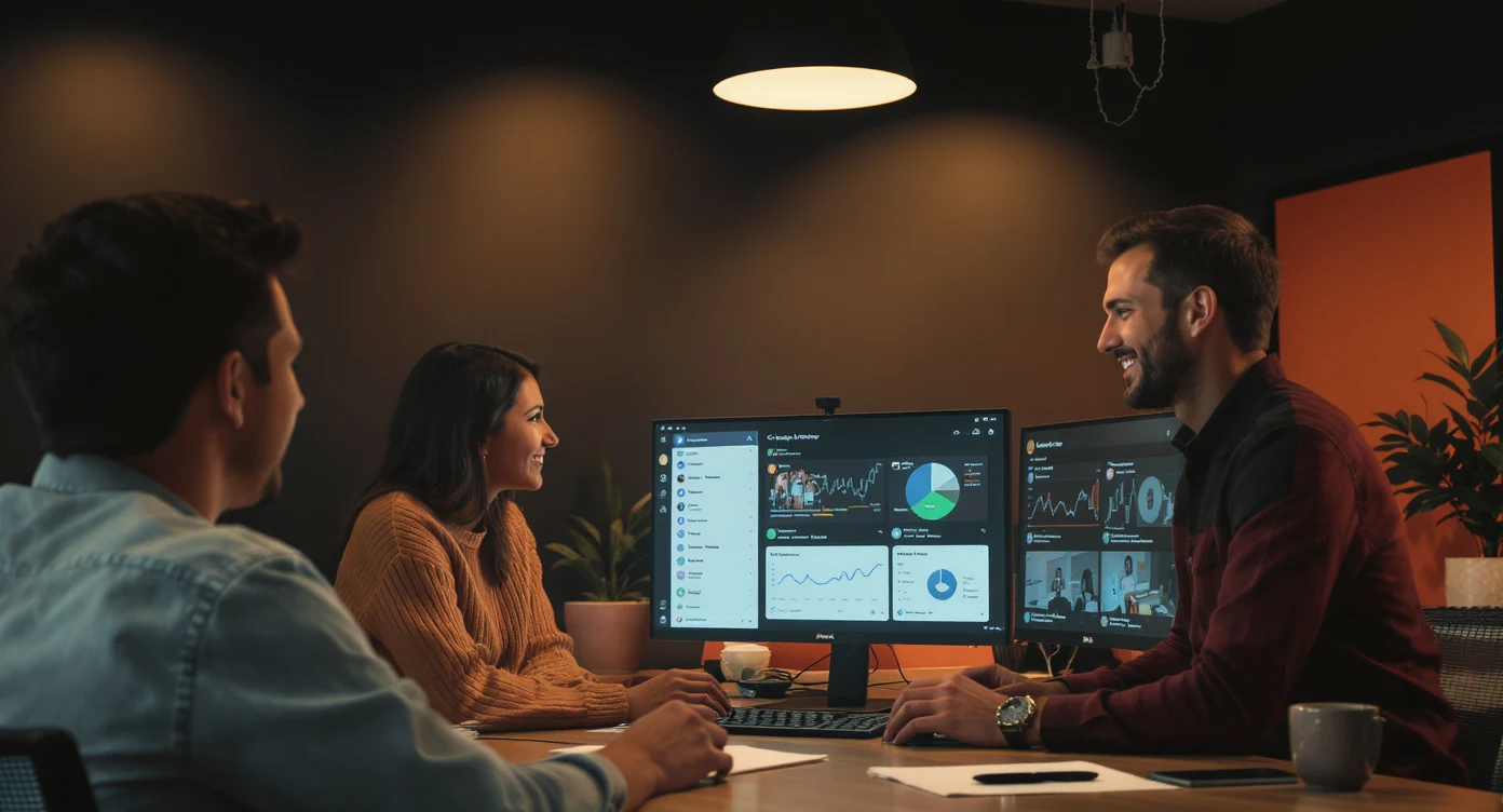 Team collaboration in modern office